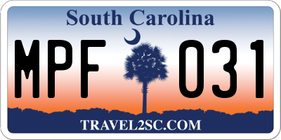SC license plate MPF031