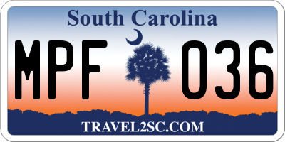 SC license plate MPF036