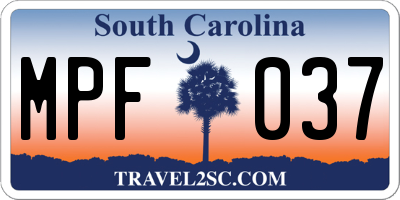 SC license plate MPF037