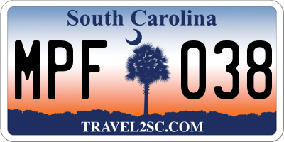 SC license plate MPF038