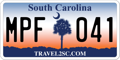 SC license plate MPF041