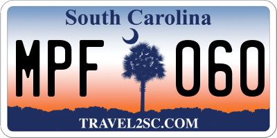 SC license plate MPF060