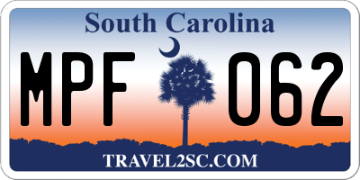 SC license plate MPF062