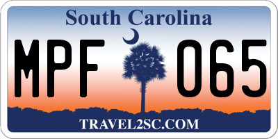 SC license plate MPF065