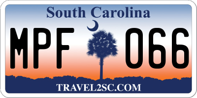 SC license plate MPF066