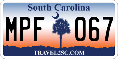 SC license plate MPF067
