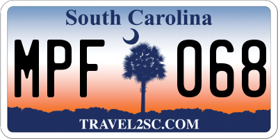 SC license plate MPF068