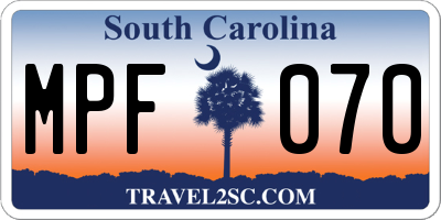 SC license plate MPF070