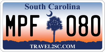 SC license plate MPF080