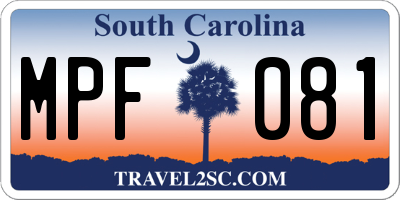 SC license plate MPF081