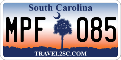 SC license plate MPF085