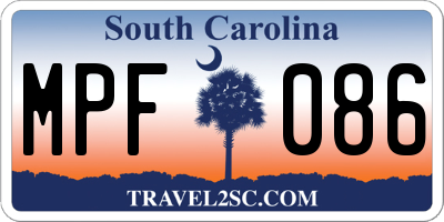 SC license plate MPF086