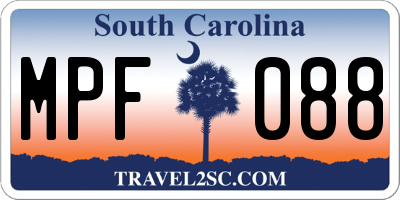 SC license plate MPF088