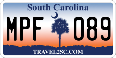 SC license plate MPF089
