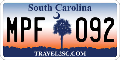 SC license plate MPF092