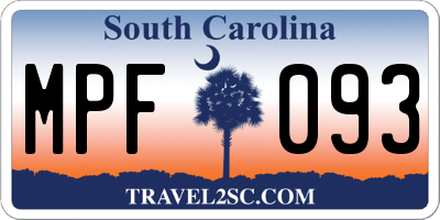 SC license plate MPF093