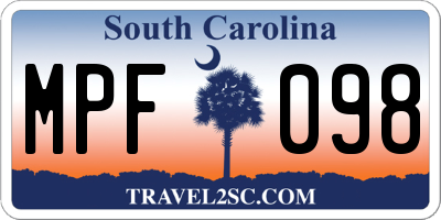 SC license plate MPF098