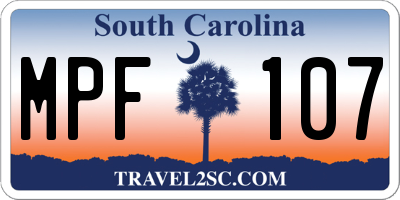 SC license plate MPF107