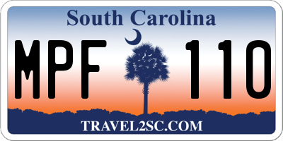 SC license plate MPF110