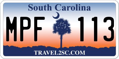 SC license plate MPF113