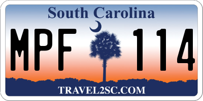 SC license plate MPF114