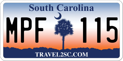 SC license plate MPF115