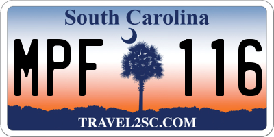 SC license plate MPF116