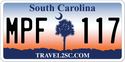SC license plate MPF117