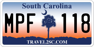 SC license plate MPF118