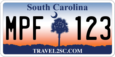 SC license plate MPF123