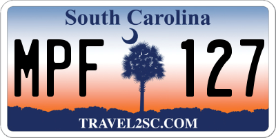 SC license plate MPF127