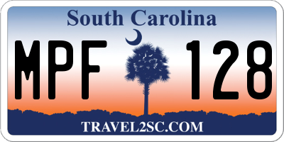 SC license plate MPF128