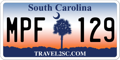 SC license plate MPF129