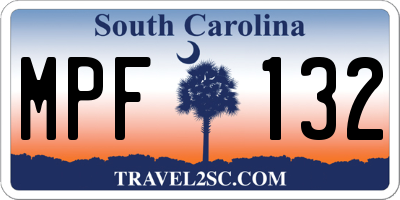 SC license plate MPF132