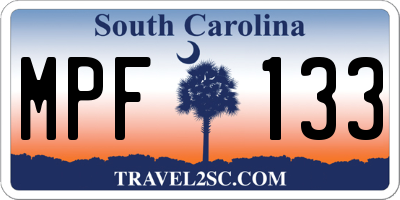 SC license plate MPF133