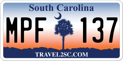 SC license plate MPF137