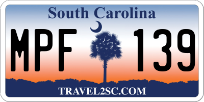 SC license plate MPF139