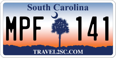 SC license plate MPF141