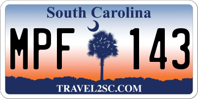 SC license plate MPF143