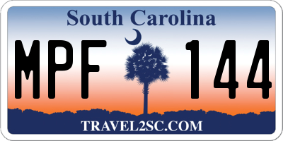 SC license plate MPF144