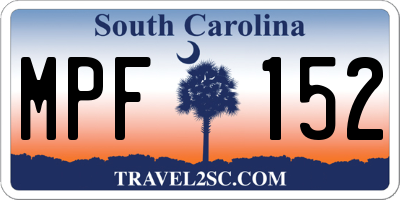SC license plate MPF152
