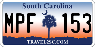 SC license plate MPF153