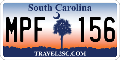 SC license plate MPF156