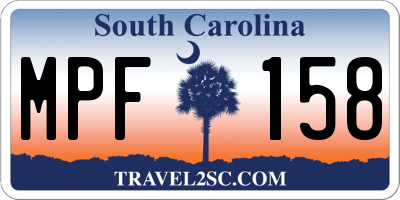 SC license plate MPF158