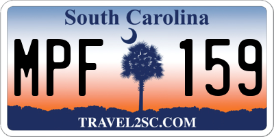 SC license plate MPF159
