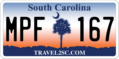 SC license plate MPF167