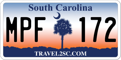 SC license plate MPF172