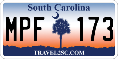SC license plate MPF173