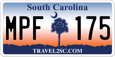 SC license plate MPF175