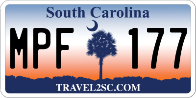 SC license plate MPF177